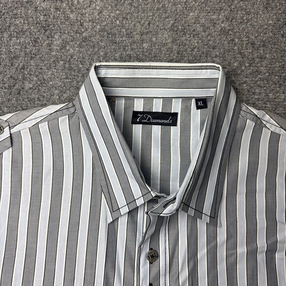 7 Diamonds Other - 7 Diamonds Men’s Shirt Button Long Sleeve Striped Gray Blue Stripes